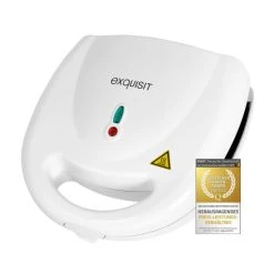 Auslauf 😀 Exquisit ST 3101 We Sandwichmaker | Antihaft Beschichtung | Überhitzungsschutz | Weiß 💯