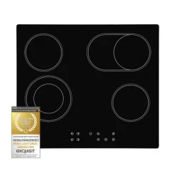 Bestes Angebot 🎁 Exquisit Kochfeld EKC 601-2.1 BZ | Glaskeramik | Touch Control | 4 Kochstellen | Bräterzone | 6100 W 🧨