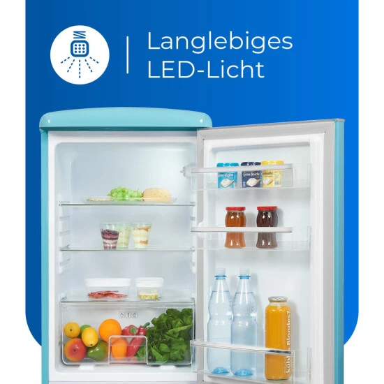 Schlussverkauf 🌟 Exquisit Retrokühlschrank RKS120-V-H-160F Taubenblau | Standgerät | 122 L Volumen | Taubenblau 😉 6 Schlussverkauf 🌟 Exquisit Retrokühlschrank RKS120-V-H-160F Taubenblau | Standgerät | 122 L Volumen | Taubenblau 😉 – Bild 4