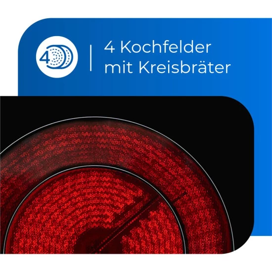 Brandneu ❤️ Exquisit Kochfeld EKC801-5Z | Glaskeramik | Touch Control | 4 Kochstellen | Rahmenlos | 7000 W 🤩 6 Brandneu ❤️ Exquisit Kochfeld EKC801-5Z | Glaskeramik | Touch Control | 4 Kochstellen | Rahmenlos | 7000 W 🤩 – Bild 4
