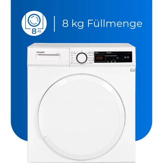 Billig 🛒 Exquisit Kondensationstrockner TK810-060 Weiss | Kondenstrockner | Startzeitvorwahl | LED-Display | Edelstahltrommel | EEK: B | Füllmenge: 8 Kg | Weiß 🤩 5 Billig 🛒 Exquisit Kondensationstrockner TK810-060 Weiss | Kondenstrockner | Startzeitvorwahl | LED-Display | Edelstahltrommel | EEK: B | Füllmenge: 8 Kg | Weiß 🤩 – Bild 3