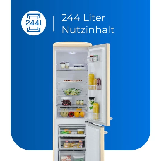 Coupon 🎁 Exquisit Retrokühlschrank RKGC250-70-H-160E Magnolienweiss | Standgerät | 244 L Volumen | Magnolienweiß ⭐ 6 Coupon 🎁 Exquisit Retrokühlschrank RKGC250-70-H-160E Magnolienweiss | Standgerät | 244 L Volumen | Magnolienweiß ⭐ – Bild 4