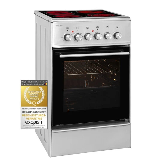 Coupon 😉 Exquisit ECM 8-4 BZ Inox Elektro-Standherd | Glaskeramik | Bräter-/ Zweikreiszone | Ober-/ Unterhitze, Grill | Umluft | Inox 🥰 3 Coupon 😉 Exquisit ECM 8-4 BZ Inox Elektro-Standherd | Glaskeramik | Bräter-/ Zweikreiszone | Ober-/ Unterhitze, Grill | Umluft | Inox 🥰