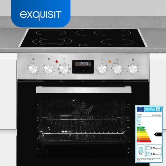 Schlussverkauf ✔️ Exquisit EHE 157-2 URBZ-Set Einbau-Herd Glaskeramikkochfeld | Ober-/Unterhitze | Inox 😀 4 Schlussverkauf ✔️ Exquisit EHE 157-2 URBZ-Set Einbau-Herd Glaskeramikkochfeld | Ober-/Unterhitze | Inox 😀 – Bild 2