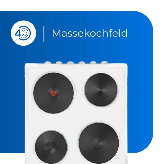 Bestpreis 🤩 Exquisit EH 10.3 F2 Standherd | Ober-/Unterhitze | Blitzkochplatte | 4 Kochplatten | Weiß ✨ 5 Bestpreis 🤩 Exquisit EH 10.3 F2 Standherd | Ober-/Unterhitze | Blitzkochplatte | 4 Kochplatten | Weiß ✨ – Bild 3