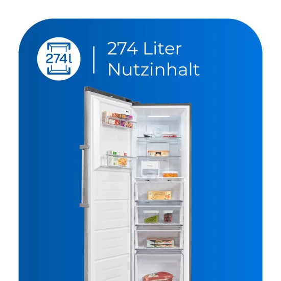 Schlussverkauf 🛒 Exquisit Gefrierschrank GS295-NF-H-040E Inoxlook | 274 L Nutzinhalt | Edelstahloptik ✨ 6 Schlussverkauf 🛒 Exquisit Gefrierschrank GS295-NF-H-040E Inoxlook | 274 L Nutzinhalt | Edelstahloptik ✨ – Bild 4